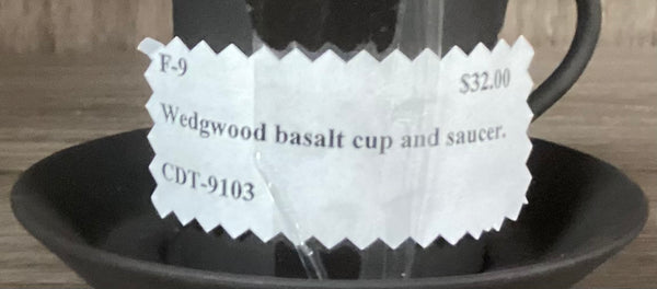 Wedgwood Vintage Basalt Black Demitasse Cup & Saucer Set