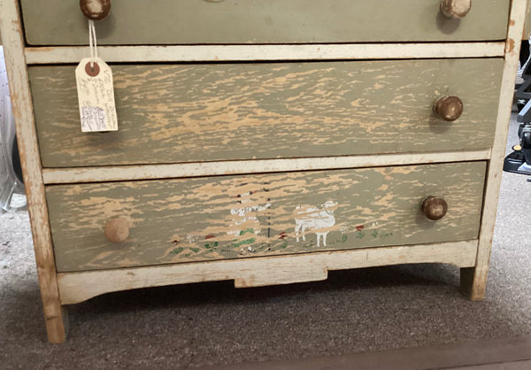 Vintage Painted Wood Child’s Play Dresser